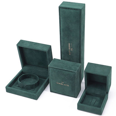 Wholesale Manufacturing Luxury velvet Jewelry Box Personalized Custom logotipo Verde escuro Colar Bracelet Earrings Ring Packaging Velvet Jewelry Box