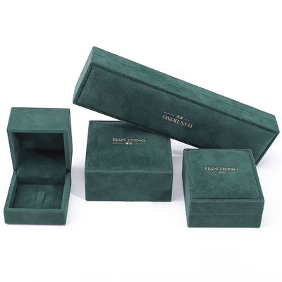 Wholesale Manufacturing Luxury velvet Jewelry Box Personalized Custom logotipo Verde escuro Colar Bracelet Earrings Ring Packaging Velvet Jewelry Box