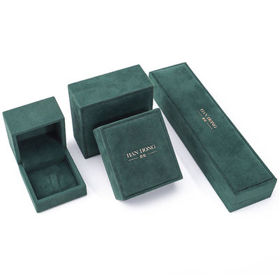 Wholesale Manufacturing Luxury velvet Jewelry Box Personalized Custom logotipo Verde escuro Colar Bracelet Earrings Ring Packaging Velvet Jewelry Box