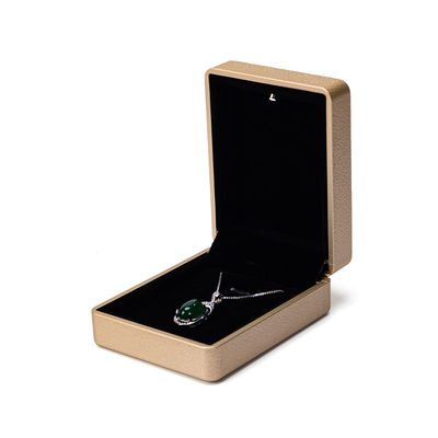 Pacote de jóias Hanhong Gold Leather LED Ring Box com impressão de tela de seda e luz