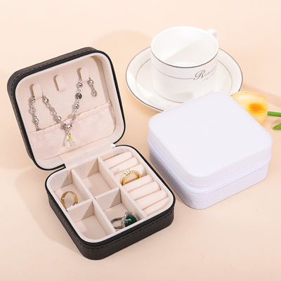 Caixa de jóias de couro de PU com efeito flutuante, porta de jóias de viagem com fecho, multifunção