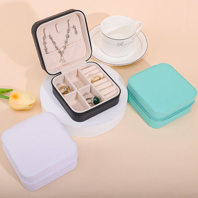 Caixa de jóias de couro de PU com efeito flutuante, porta de jóias de viagem com fecho, multifunção