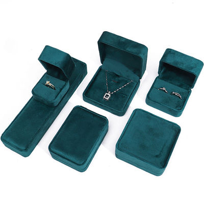 Wholesale Manufacturing Luxury Jewelry Caixa de embalagem Personalizado Logotipo personalizado High end Verde escuro Colar Bracelet Brincos Anel Embalagem Caixa de jóias de veludo