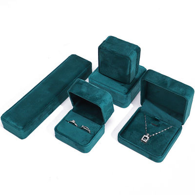 Wholesale Manufacturing Luxury Jewelry Caixa de embalagem Personalizado Logotipo personalizado High end Verde escuro Colar Bracelet Brincos Anel Embalagem Caixa de jóias de veludo