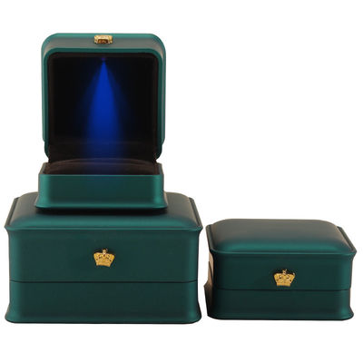Caixa de jóias de luz LED para Custom Luxury Crown Jewelry Packaging Material de veludo de plástico