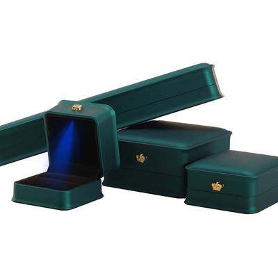 Caixa de jóias de luz LED para Custom Luxury Crown Jewelry Packaging Material de veludo de plástico