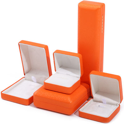 comprar Logotipo personalizado Rectângulo Laranja Caixa de jóias de couro para armazenamento de colar de pulseira de luxo online manufacture