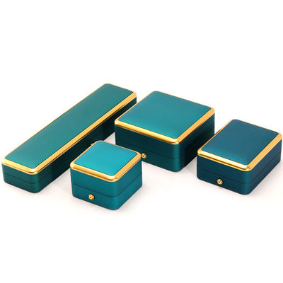 Caixa de jóias de veludo de plástico LED verde claro para Custom em estilo elegante de luxo quadrado
