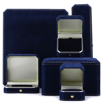 comprar Caixinha de jóias de veludo azul escuro feita à mão para anel de pulseira de luxo personalizado online manufacture