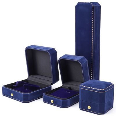 comprar Caixa de jóias de veludo azul de tamanho personalizado com logotipo e embalagem de jóias online manufacture