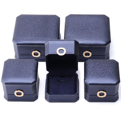 Caixa de jóias de couro de 11*11*6cm Hanhong Square Necklace Ring Box com Metal Blue Luxury