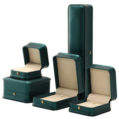 comprar Logotipo personalizado colar Ornamentos Couro Verde Caixa de jóias para Hanhong 2023 Anel de luxo online manufacture