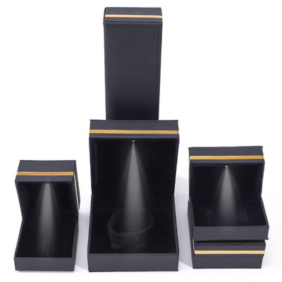 Caixinha de jóias preta Luz LED para pulseira luxuosa com tamanho personalizado e estilo mais recente