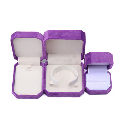 Pacote de jóias Personalizado Forma octogonal Flannelette roxo Caixa para colar Bracelet Ring