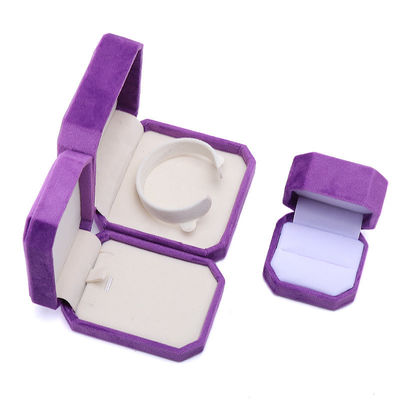 Pacote de jóias Personalizado Forma octogonal Flannelette roxo Caixa para colar Bracelet Ring