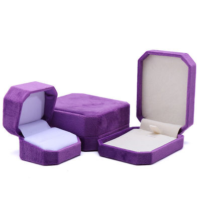 Pacote de jóias Personalizado Forma octogonal Flannelette roxo Caixa para colar Bracelet Ring