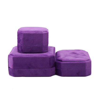 Pacote de jóias Personalizado Forma octogonal Flannelette roxo Caixa para colar Bracelet Ring