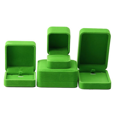 alta qualidade Joalharia Caixa anel Colar Bracelete embalagem luxo quadrado verde feito à mão Velvet Jewelry Box
