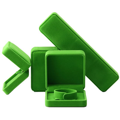 alta qualidade Joalharia Caixa anel Colar Bracelete embalagem luxo quadrado verde feito à mão Velvet Jewelry Box