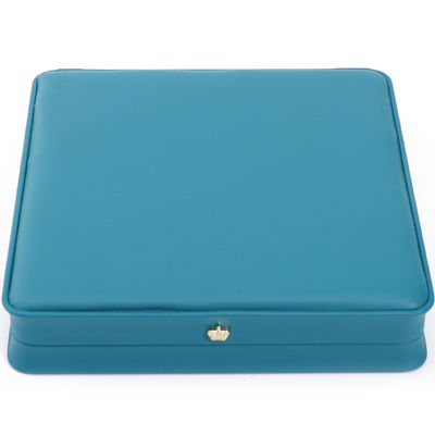Rectângulo feito à mão Hanhong Custom Logo Box Crown Design Luxurioso PU Leather Box Necklace Ring Jewelry Box