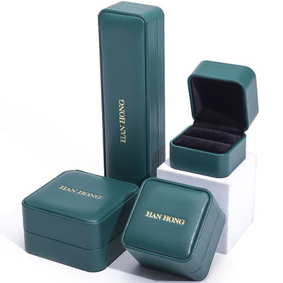comprar Caixa de armazenamento de jóias de couro PU verde escuro Caixa de embalagem de jóias personalizadas de luxo online manufacture