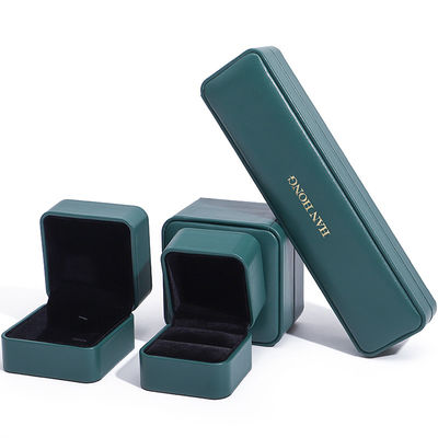 Caixa de armazenamento de jóias de couro PU verde escuro Caixa de embalagem de jóias personalizadas de luxo