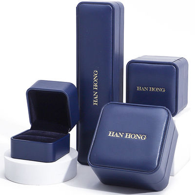 comprar Corredor Redondo Azul Escuro PU Couro Jóias Conjunto Caixa Jóias Upscale Caixa de Embalagem OEM online manufacture