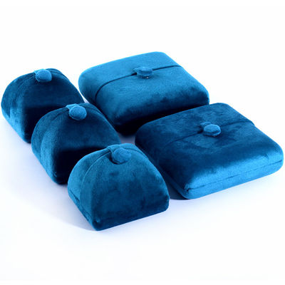 elegante caixa de joias com porta dupla, caixa de joias de veludo azul de alta qualidade com logotipo