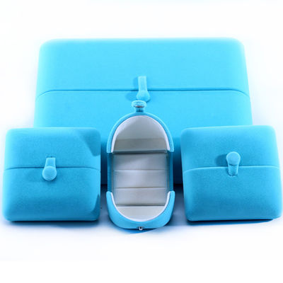 Sky Blue Velvet Hanhong Custom Logotipo de Joias Caixa de Embalagem para Pulseira Brincos Regalo