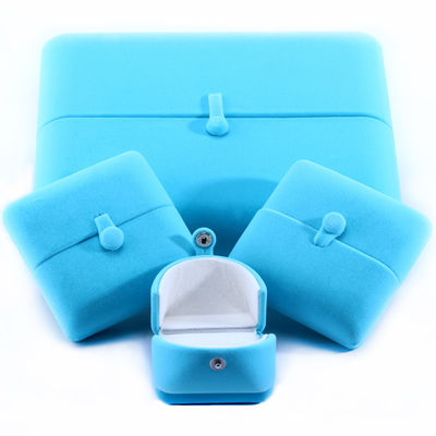 Sky Blue Velvet Hanhong Custom Logotipo de Joias Caixa de Embalagem para Pulseira Brincos Regalo
