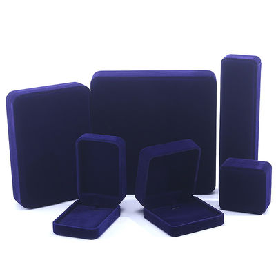 comprar Caixa de jóias de veludo azul para embalagens personalizadas de brincos, colares e anéis online manufacture