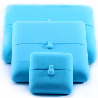Sky Blue Velvet Hanhong Custom Logotipo de Joias Caixa de Embalagem para Pulseira Brincos Regalo