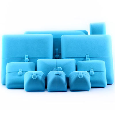 Sky Blue Velvet Hanhong Custom Logotipo de Joias Caixa de Embalagem para Pulseira Brincos Regalo