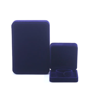 China Fabricação por atacado de alta qualidade Caixa de anel de colar feito à mão Caixa de jóias Embalagem Logotipo personalizado Luxo Quadrado Suede Veludo Azul Caixa de jóias