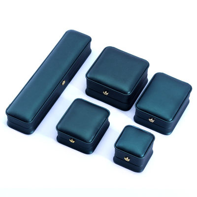 Green Crown Design Luxury PU Leather Jewelry Box para Bracelet Necklace Ring e Green