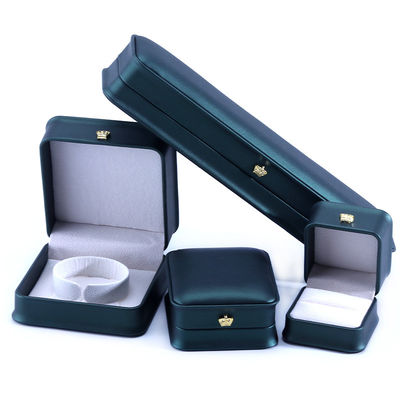 Green Crown Design Luxury PU Leather Jewelry Box para Bracelet Necklace Ring e Green