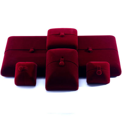 Caixa de jóias de veludo vermelho para pulseiras de luxo brincos e colares