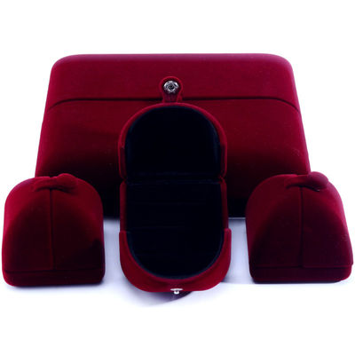 Caixa de jóias de veludo vermelho para pulseiras de luxo brincos e colares