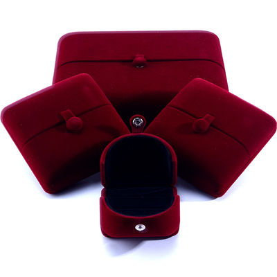 Caixa de jóias de veludo vermelho para pulseiras de luxo brincos e colares