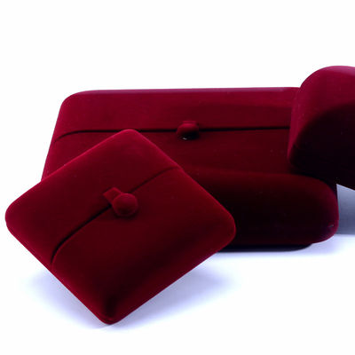 Caixa de jóias de veludo vermelho para pulseiras de luxo brincos e colares