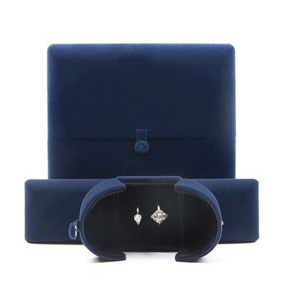 Caixa de presente de anel de colar de logotipo personalizado suave Caixa de jóias de cor de veludo da Hanhong