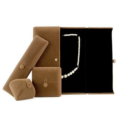 Caixa de presente de anel de colar de logotipo personalizado suave Caixa de jóias de cor de veludo da Hanhong