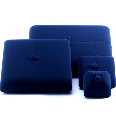 China fabricação por atacado de alta qualidade luxo Grande Conjunto de Joias Colar Pulseira Brinco caixa de anel Embalagem de joias personalizada azul veludo porta dupla Caixa de Joias com logotipo