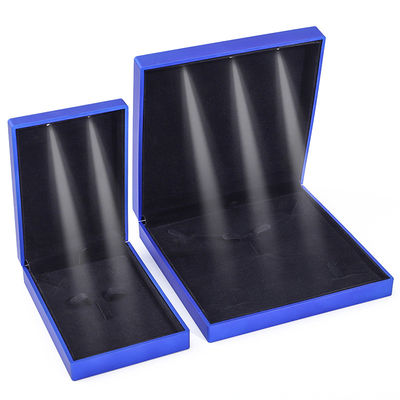 Caixa de jóias de LED azul logotipo personalizado para pulseira de colarinho e brincos