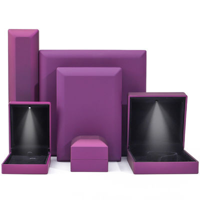 comprar Custom Logo Rectangular Roxo LED caixa de jóias para e varejo em forma de retângulo online manufacture