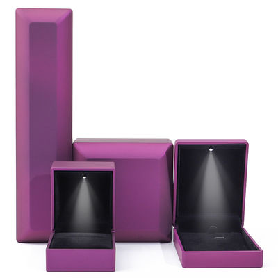 Custom Logo Rectangular Roxo LED caixa de jóias para e varejo em forma de retângulo