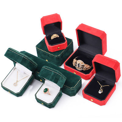 Logotipo personalizado Rectângulo Veludo Caixa de jóias para pendentes brincos Pulseira Colar Anel