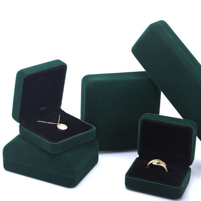 Luxo Velvet Jewelry Set Box para High Grade Green Packaging Bracelet Necklace Ring
