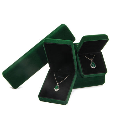 Luxo Velvet Jewelry Set Box para High Grade Green Packaging Bracelet Necklace Ring