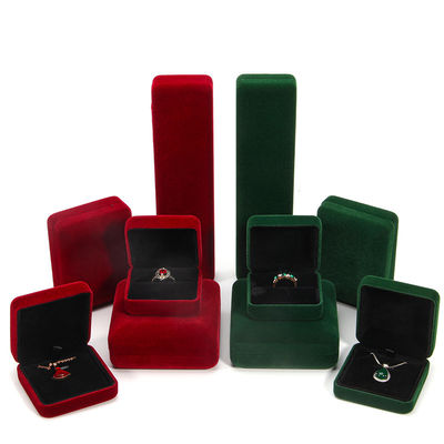 Luxo Velvet Jewelry Set Box para High Grade Green Packaging Bracelet Necklace Ring